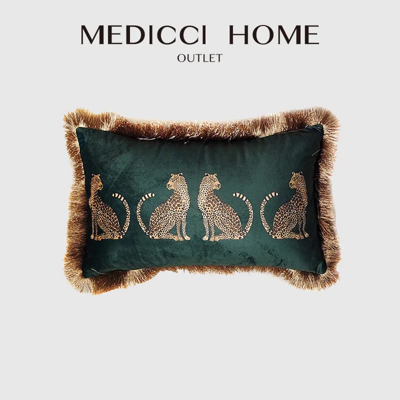 Medicci Home fodera per cuscino con frange Leopard Cheetah Print federa per cuscino lombare Luxury Coussin verde scuro bordeaux nero Drop Ship