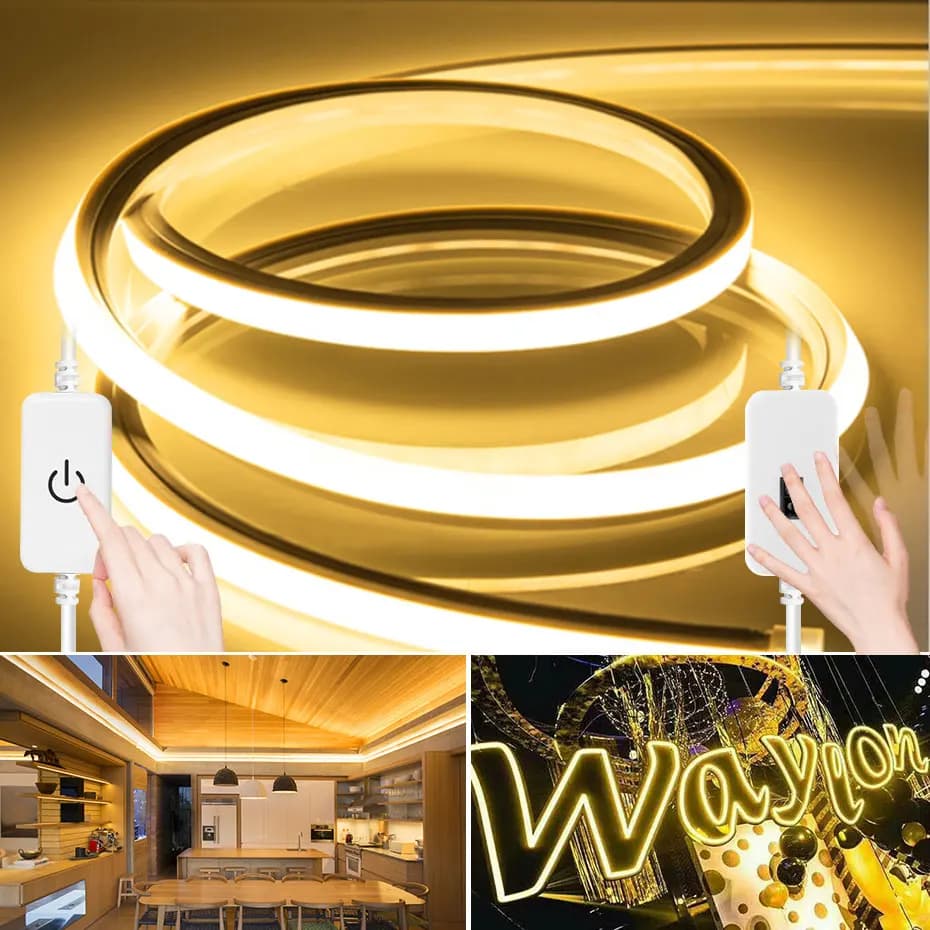Luce di striscia a LED 2835SMD DC12V Interruttore a spazzola manuale Luci flessibili al neon a corda IP67 Nastro dimmerabile per la decorazione domestica fai da te