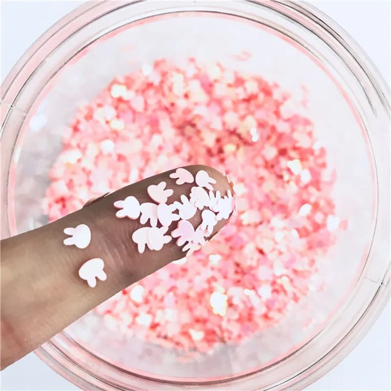 Paillettes glitterate a forma di coniglio ultrasottili da 4 mm per l'artigianato Paillettes in PET per unghie Arti manicure/matrimonio Decorazioni natalizie Coriandoli