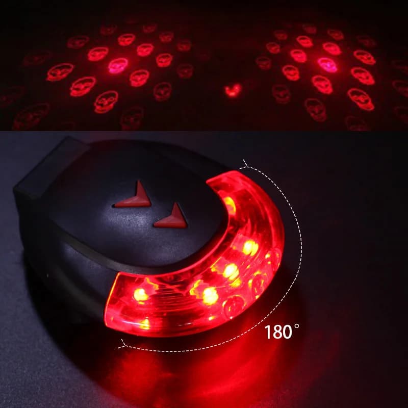 Skull Projection Taillight Night Safety Warning Line Laser Tail Light USB Charging Bicycle Rear Light LED Cycling Accessories