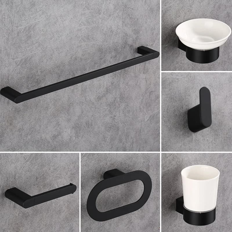 Set di accessori per il bagno Portasciugamani Porta carta Portasciugamani Mensola angolare Porta scopino Set di accessori da bagno in ottone nero