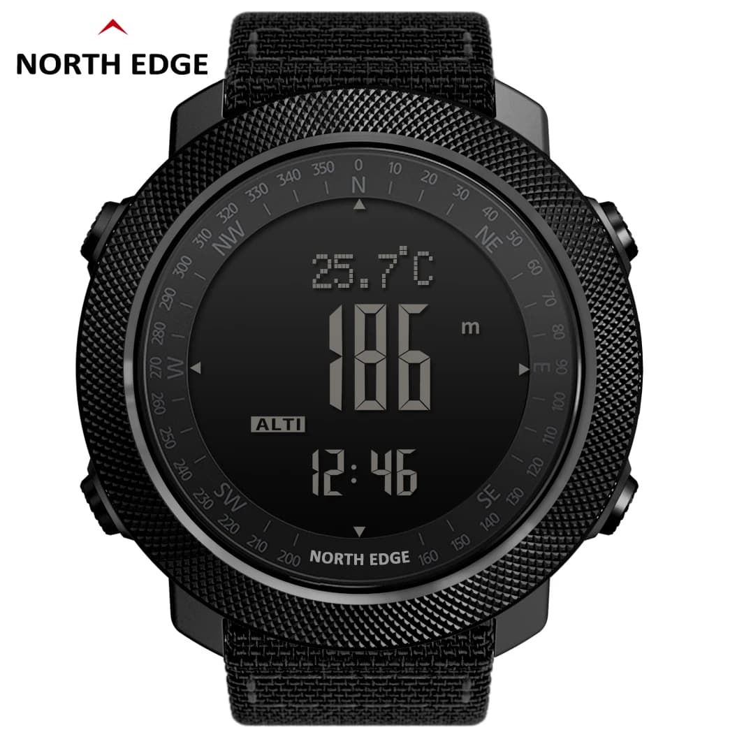 North Edge Orologi sportivi da uomo Impermeabile 50M LED Orologio digitale da uomo Bussola militare Barometro di altitudine