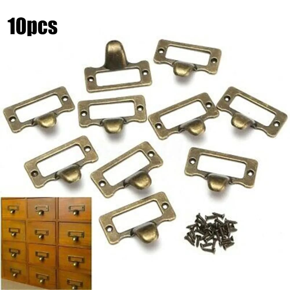 10PCS stile antico armadio in ottone cassetto etichetta etichetta File nome titolare della carta telaio armadio scatola di gioielli tira in lega di zinco
