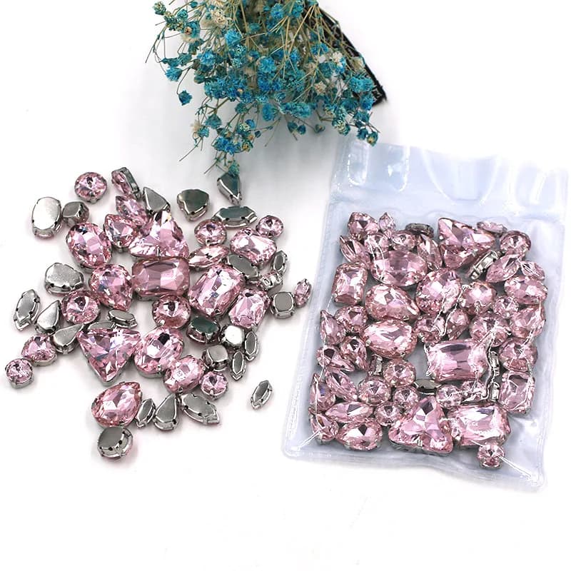 Decorazione di Cerimonia Nuziale di Figura Mista Rosa Sew on Artiglio Galss Cristallo Strass per Abbigliamento/Scarpe/Vestito