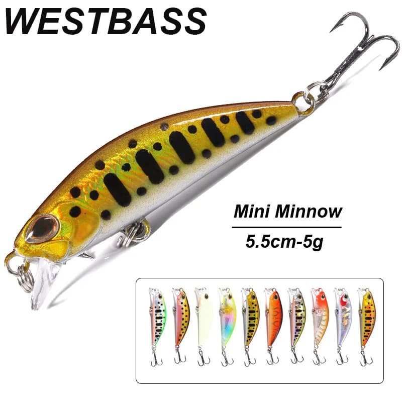 WESTBASS 1PX Micro Minnow Lure 55mm-5g Flood Fishing Trail Swimbait Wobbler Artificial Duro Jerkbait Bass Isca Fishing