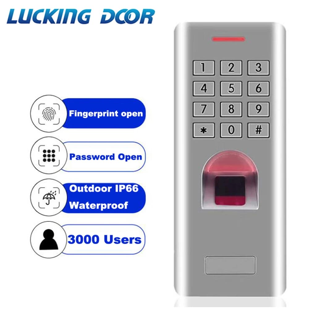 IP66 1000 utenti Lettore di controllo accessi con tastiera password per impronte digitali autonomo per apricancello del sistema di chiusura della porta di sicurezza