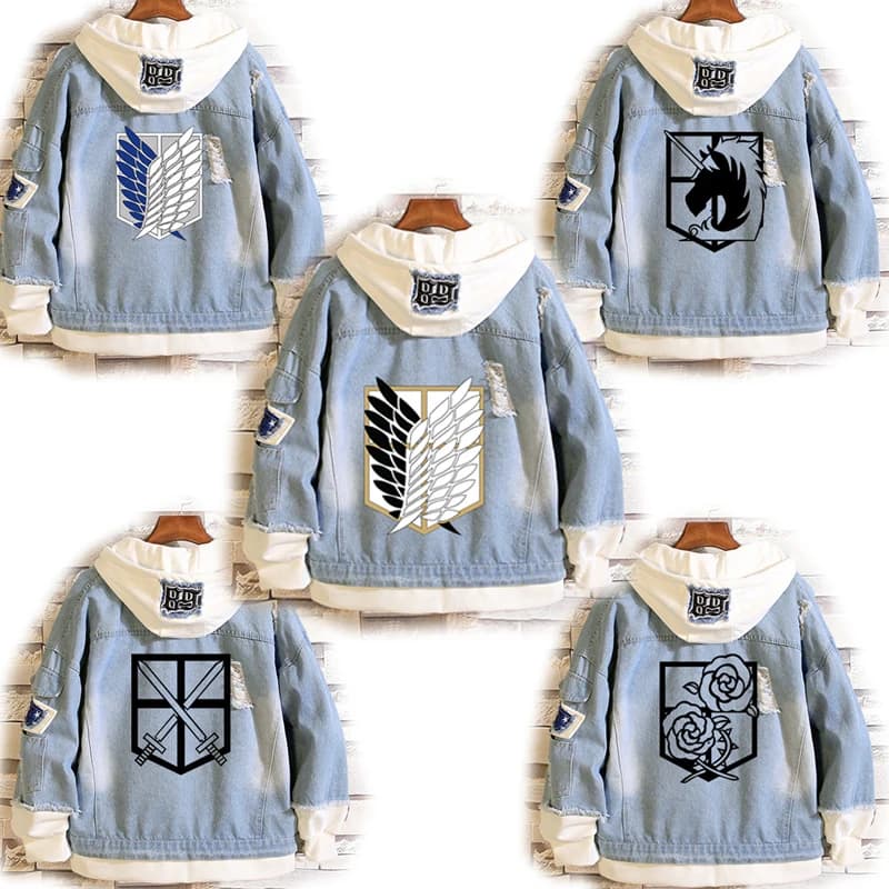 2026 Anime Attack on Titan Giacca di jeans Scout Regiment Cosplay Giacca di jeans Autunno Eren Jager Felpa con cappuccio Cappotto outwear