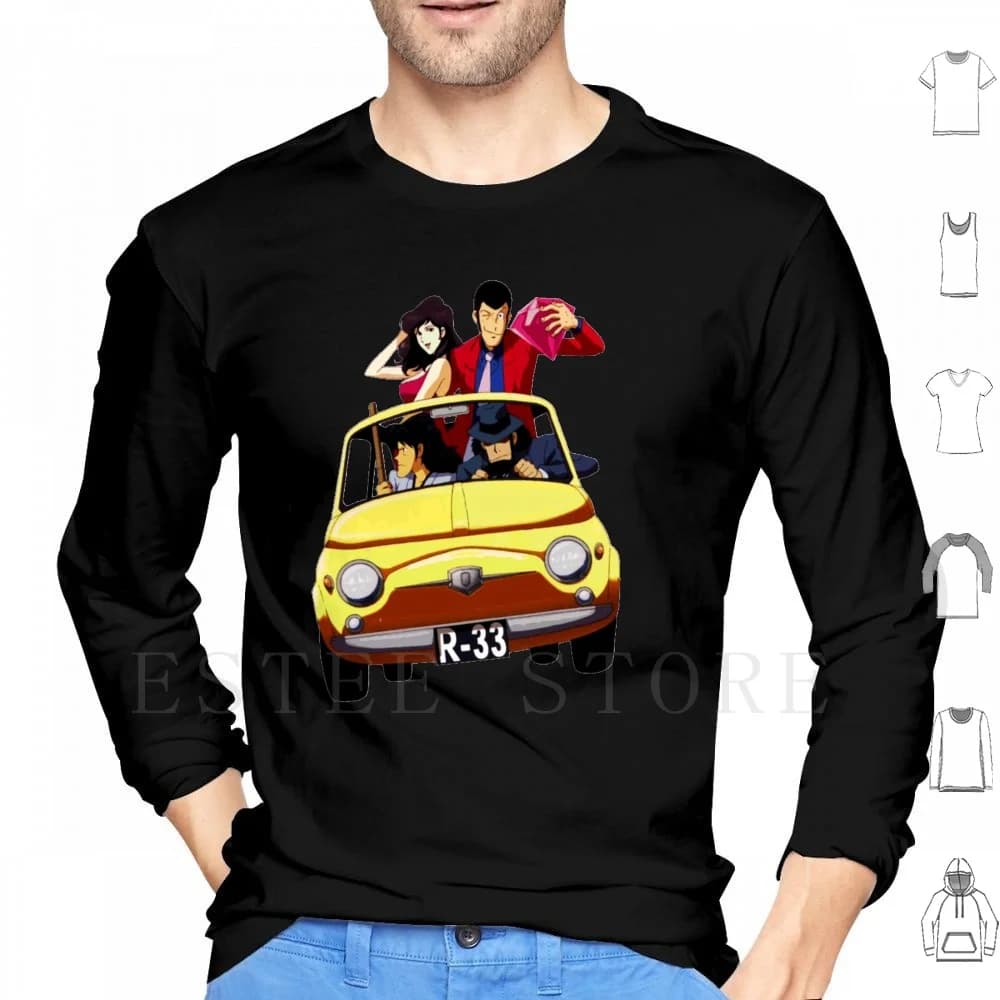 Lupin 500 felpe con cappuccio manica lunga Lupin Lupin il terzo Lupin 3rd Anime Manga 500 Fiat italia giappone vecchio Anime giappone Anime