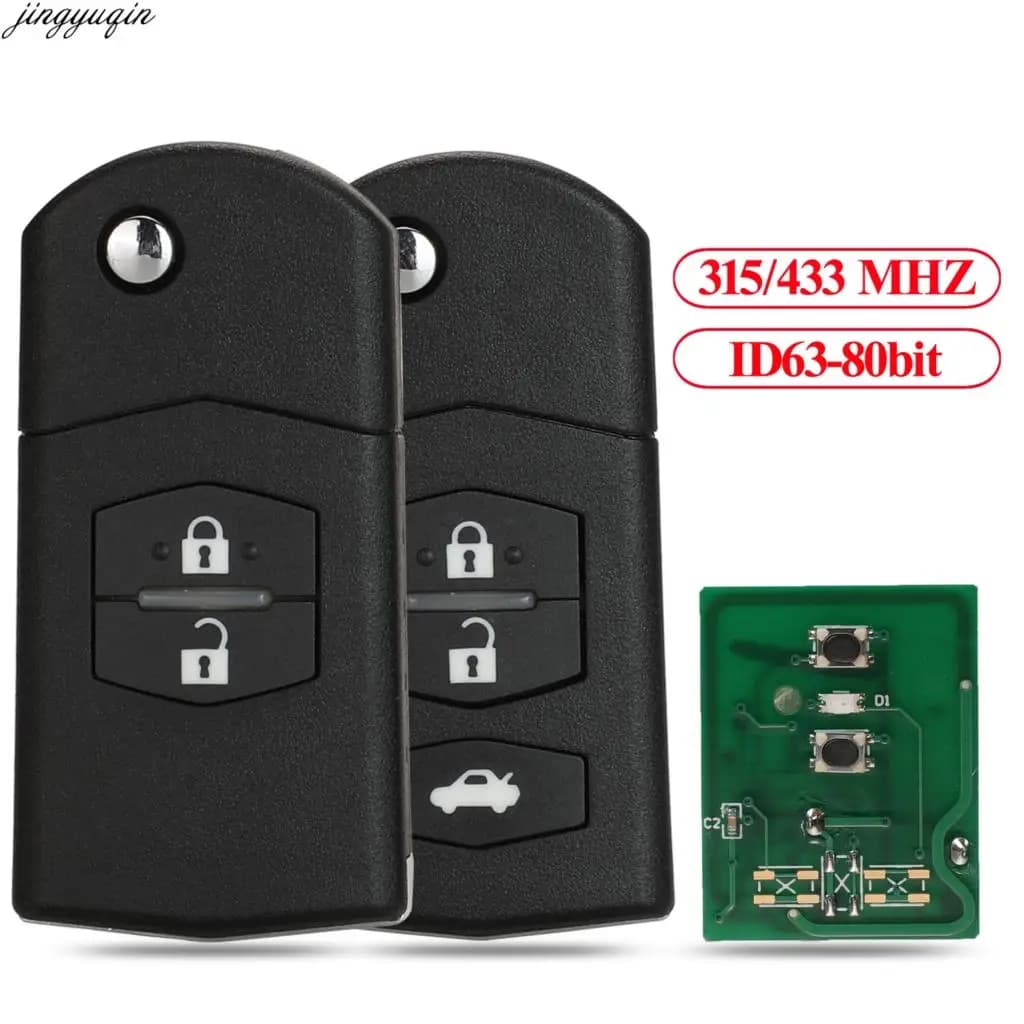Jingyuqin Chiave Dell'automobile di Controllo Remoto 315/433Mhz 4D63 80bit Per Mazda 3 M3 Axela 6 M6 Atenza 41797/41528 41521 41840 2 BTNS Flip Fob