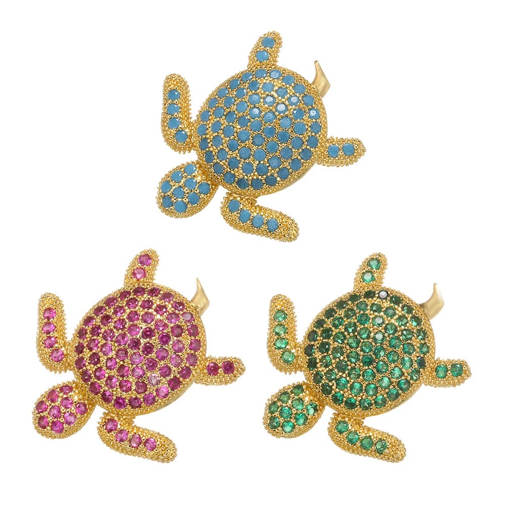 ZHUKOU 19x21mm Cristallo Piccolo Animale Tartaruga Connettore per Le Donne FAI DA TE Fatti A Mano Collana Del Braccialetto Accessori di Gioielli modello: VS437