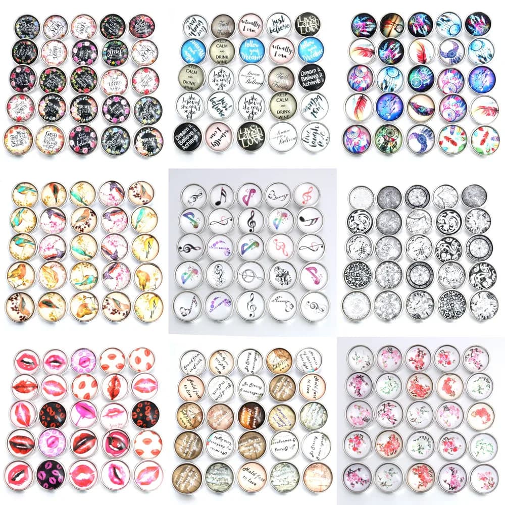 10 pz/lotto Intercambiabili A Scatto Gioielli Misti Belle Lettere di Vetro 18mm Bottone A Pressione Gioielli Per Scatta Braccialetti Braccialetti