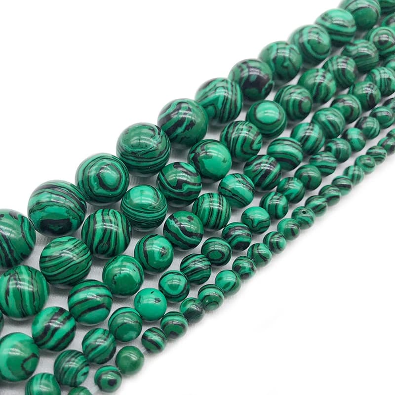 Perline sciolte rotonde in pietra verde malachite naturale 4 6 8 10 12 14mm per la creazione di gioielli collana braccialetto fai da te filo 15 "all'ingrosso