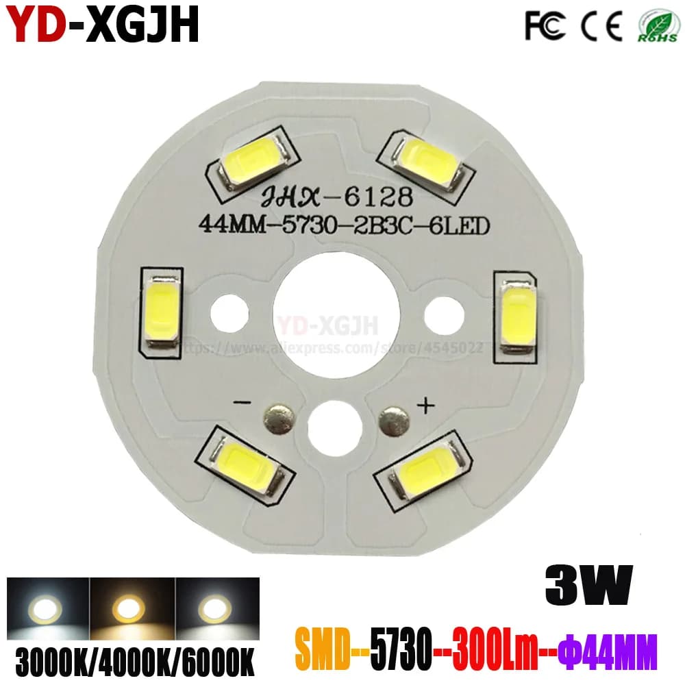 10PCS 3W 44mm LED PCB SMD 5730 Light Board LED Mounting Light Board Aluminum Substrate Warm Nature White for Bulb Crystal Light