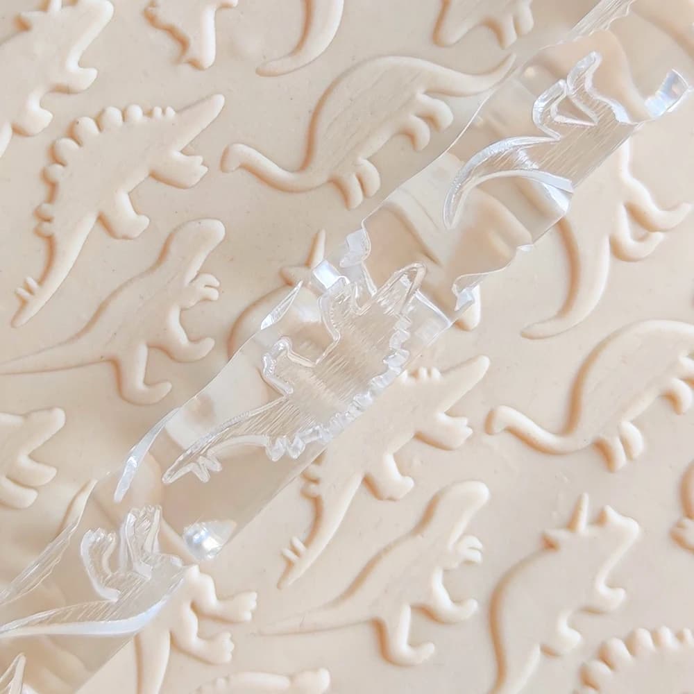 3D Mini Embossed Rolling Pins with Dinosaur Pattern, Sugarcraft Tools, Pie Crusts, Pastry Dough, Gum-Paste Sugar Cookies