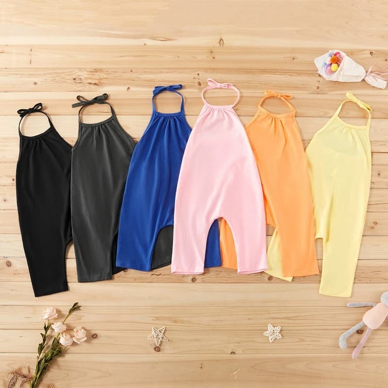 New Fashion Kids Baby Girls Strap pagliaccetto di cotone Toddler Sling tuta Harem pantaloni Lace Up Sport Casual abiti estivi allentati