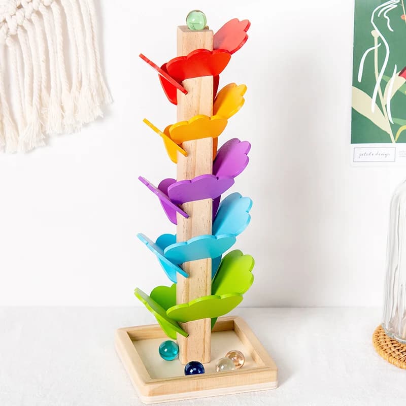 Montessori Kids Educational Toy Blocks Wood Tree Marble Ball Run Track Games Baby Children Intelligence assemblare Building Blocks