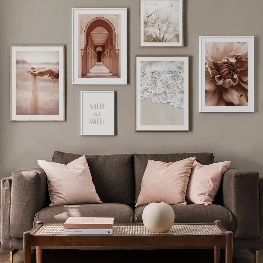 Dahlia Flower Beach Wave Sand Caduta Art print on canvas painting Nordic Poster Decor Picture for living room