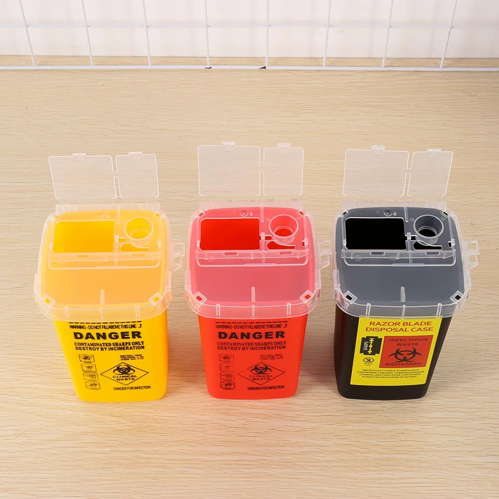 1 L Sharps contenitore aghi bidone rischio biologico tatuaggio Piercing aghi smaltimento raccogliere scatola tatuaggio artista scatola dei rifiuti strumento di archiviazione