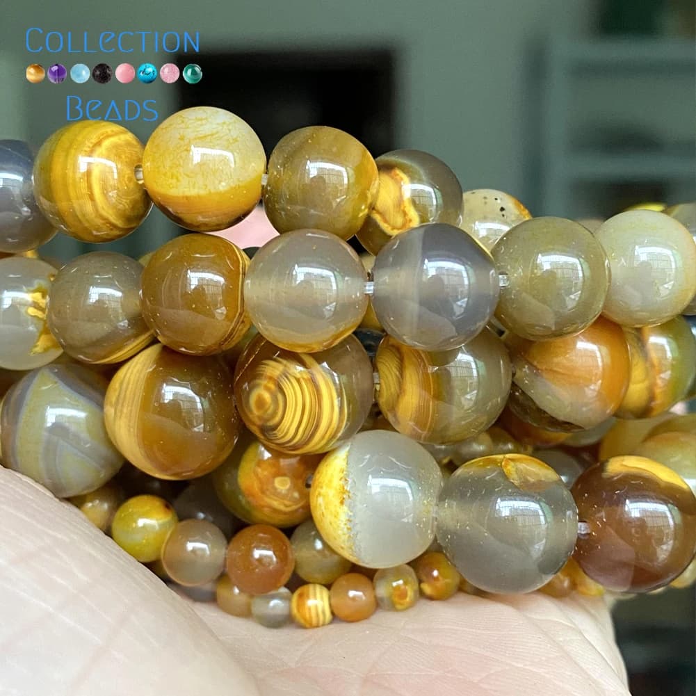 Perla rotonda del distanziatore della pietra delle agate naturali della pelle della tigre per la fabbricazione di gioielli accessori dei braccialetti di DIY 4-12 MM all'ingrosso 15"