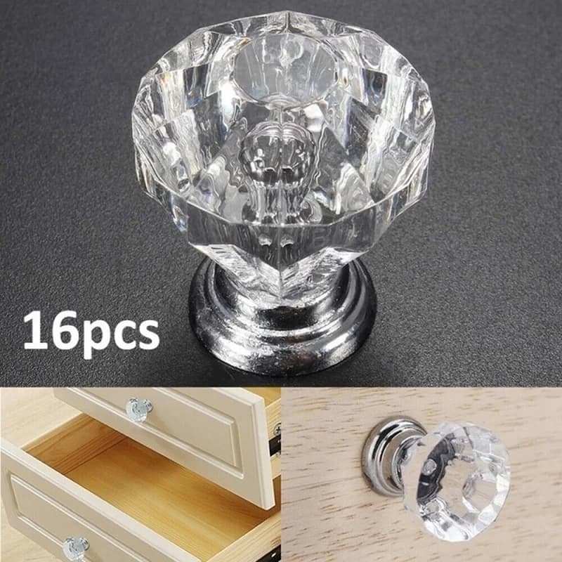 16/30/60Pcs 30 millimetri di Cristallo Vetro Della Porta Manopole Pratico Maniglie Armadio Governo del cassetto dei Mobili Per Cucina Maniglia manopola Ferramenteria E Attrezzi Kit