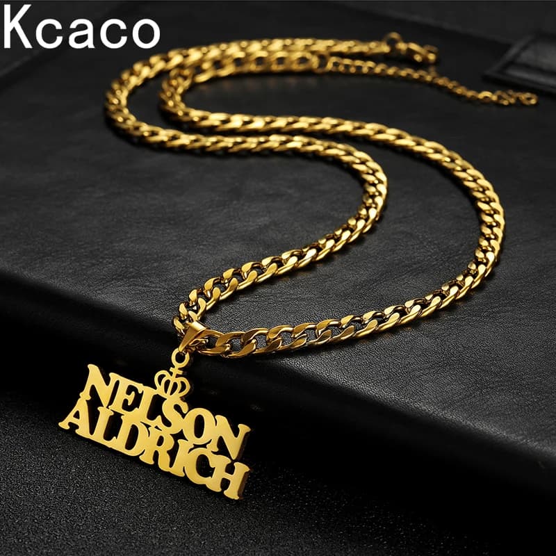 Women's Custom Stainless Steel Necklaces Jewelry with 5mm Custom Vintage Cuban Chain Plate