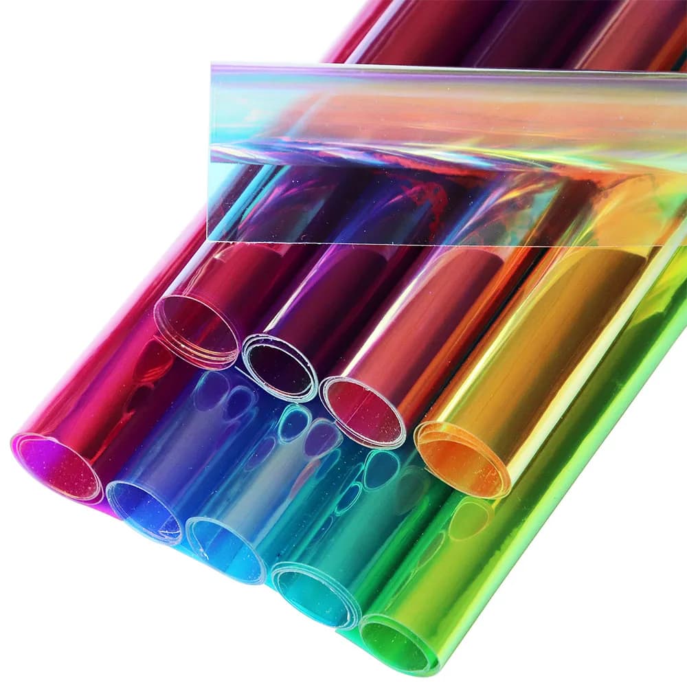 30x95cm rotolo olografico iridescente trasparente telone tessuto in vinile specchio magico PVC per borsa arco fai da te BH039