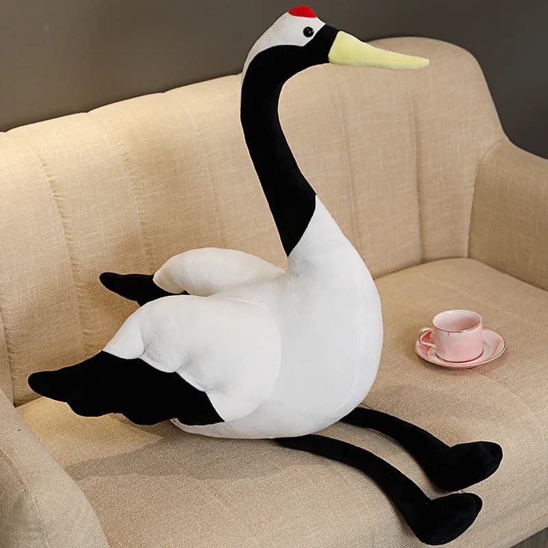 Cute Cartoon Red-crowned Crane Bird Plush Toy Soft Doll Hug Pillow Birthday Gift