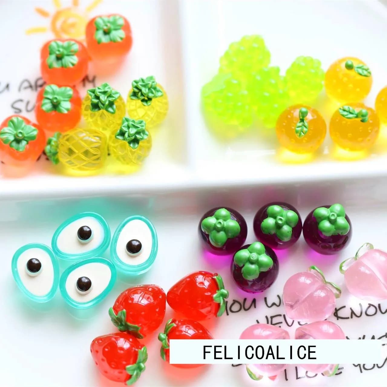 8 pz Mini simulato pesca fragola frutta Charms riempitivo di melma Avocado arancione accessori di aggiunta di polimeri fai da te per giocattoli per bambini