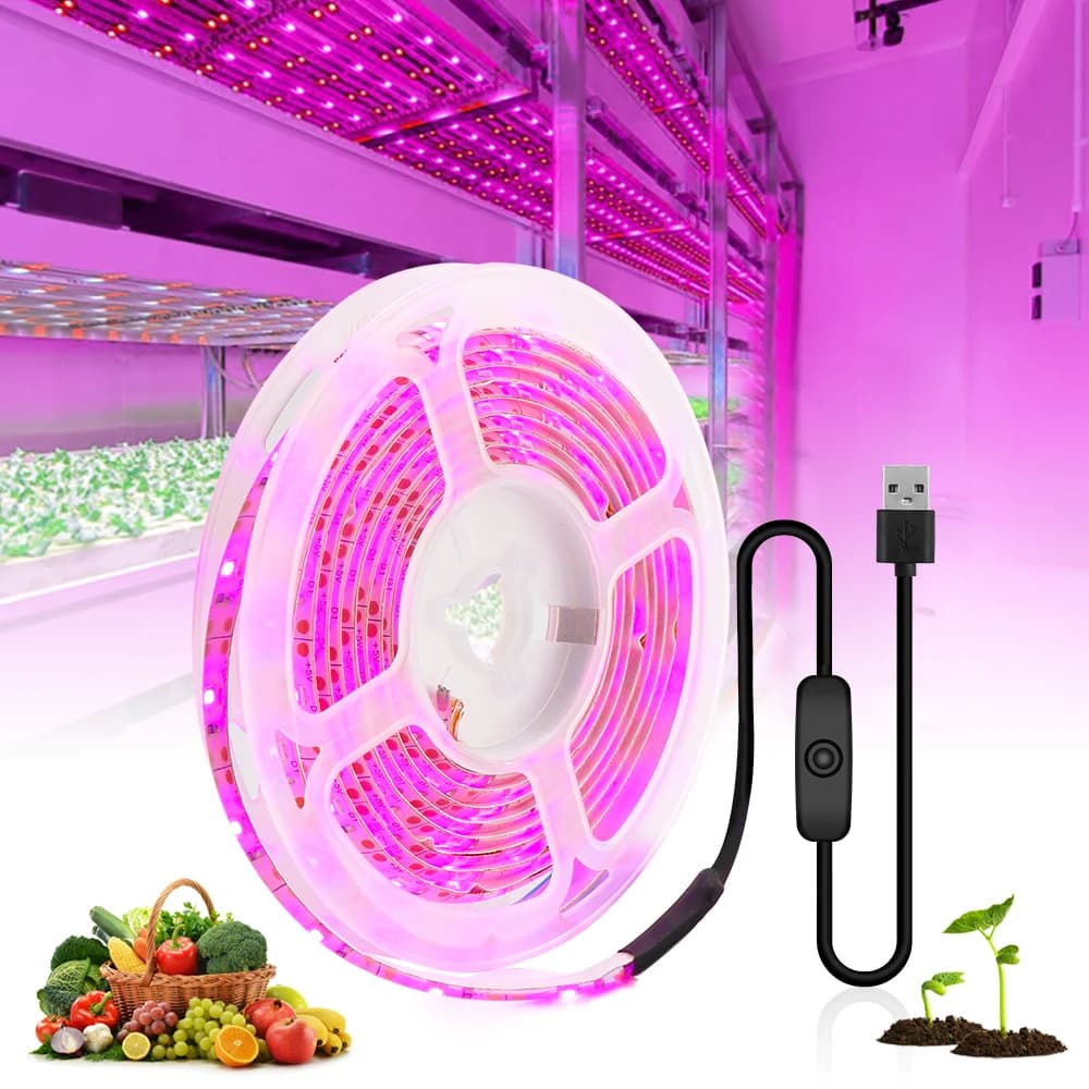 USB Full Spectrum LED Grow Light Strip 0.5m 1m 2m 3m 4m 5m 2835 DC5V LED Fitolampy Grow Lights for Indoor Plant Flower Seedling