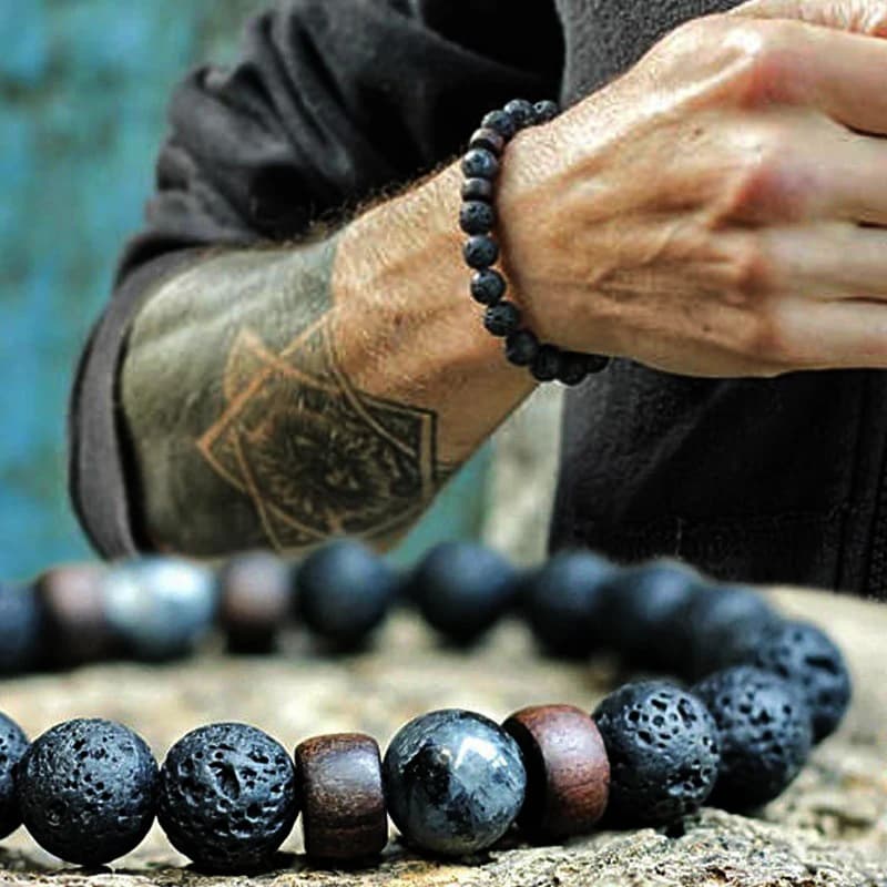 Men's Bracelet in stone lava natural moon stone bracelet Buddha Tibetan Chakra diffuser bracelet men jewelry gifts drop shipping
