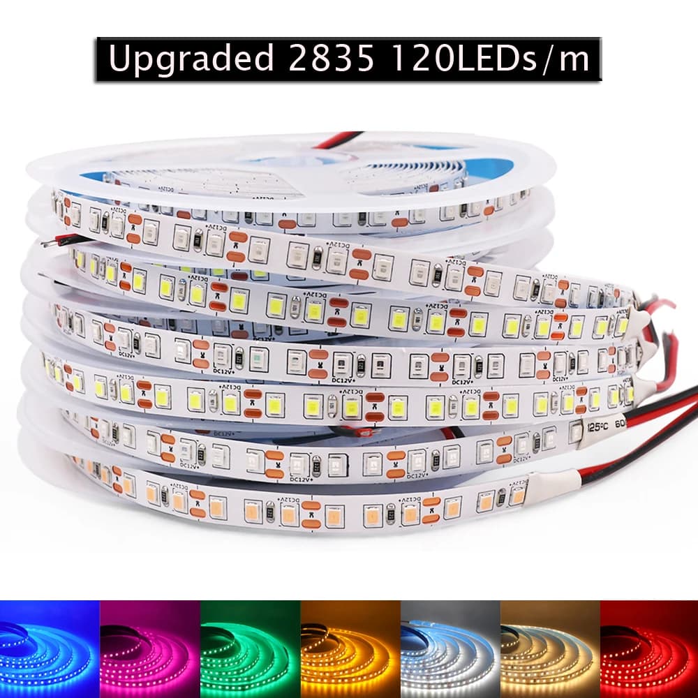 12V 2835 5050 Led Strip Light Tape High Brightness 5054 120LED/m Flexible Led Ribbon White/Warm White/Blue/Yellow/Pink