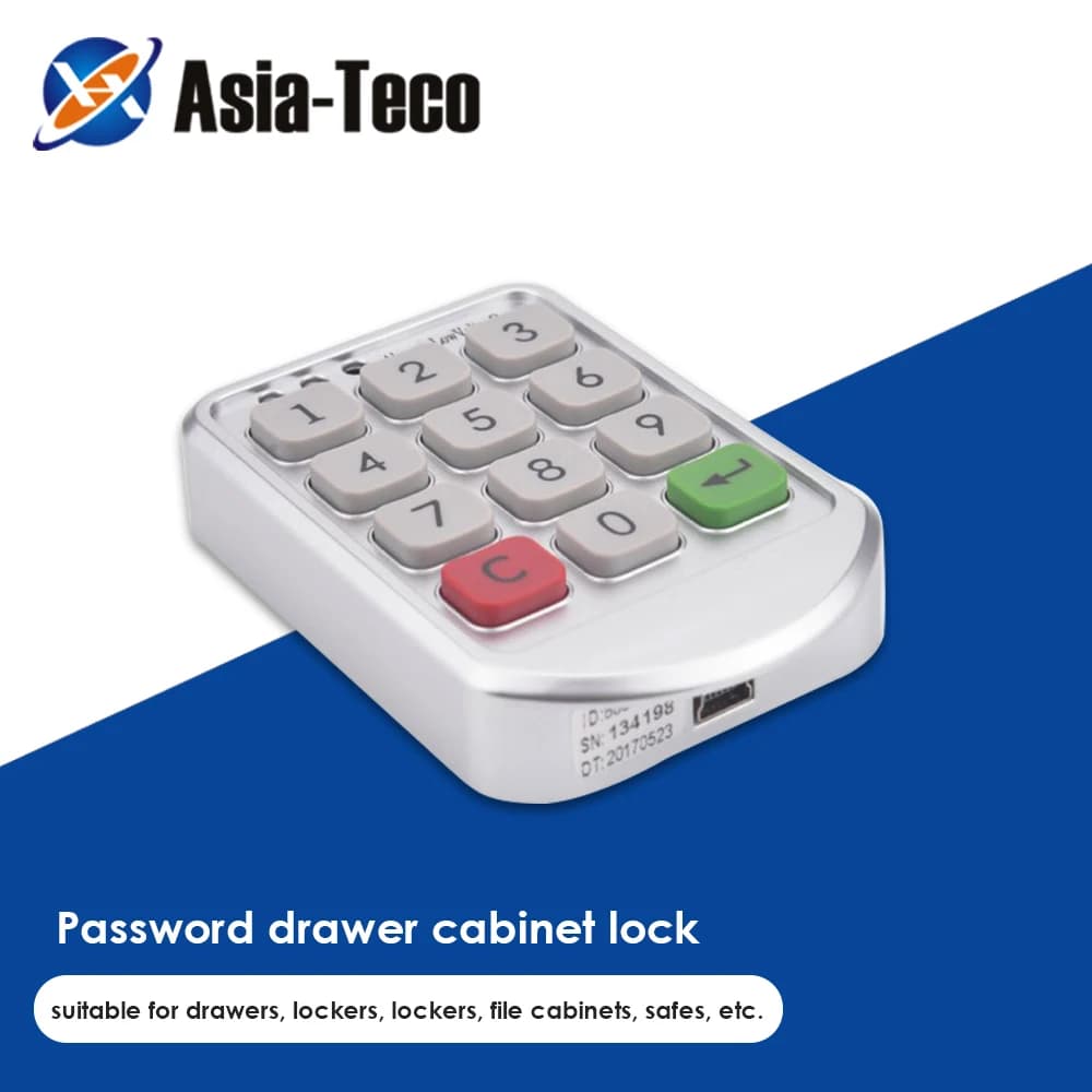 Mini Electronic Digital Keypad Lock Electromagnetic Intelligent Password Cabinet Locker for Office Storage Drawer with Cylinder