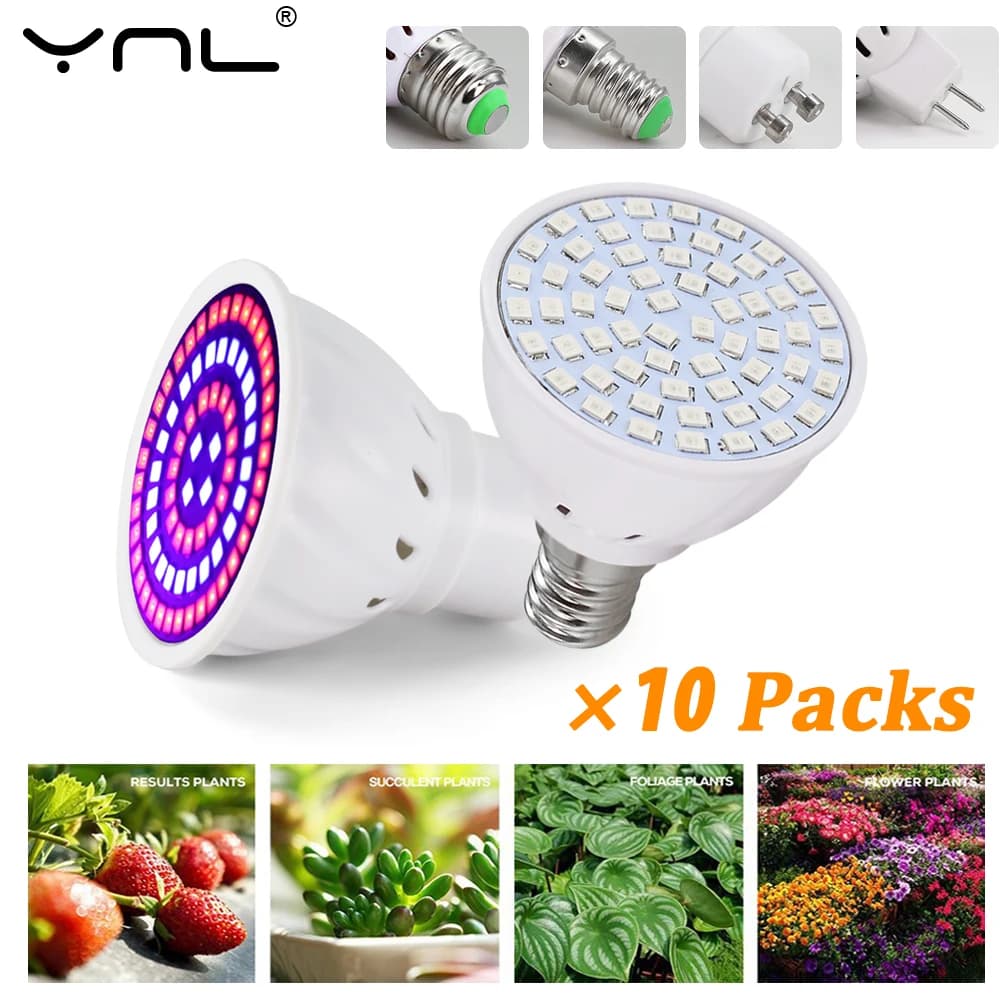 10 pcs LED Coltiva Lampadina Spettro Completo AC220V E27 E14 GU10 MR16 Interior Hydroponic Lamp Phyto For Plant Seeds Flower lamps