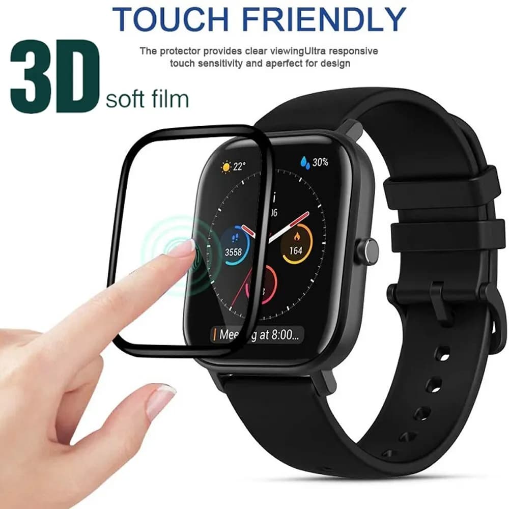 Pellicola protettiva per schermo con bordo curvo 3D in fibra di vetro morbida per Huami AMAZFIT GTS 2 per HUAMI Amazfit GTS2 GTS Pellicola protettiva