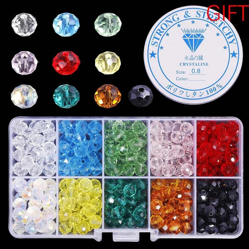 Perline di cristallo di 10 colori più vendute all'ingrosso Perle di vetro rotonde Perline sfaccettate sfuse con scatola contenitore per la creazione di gioielli