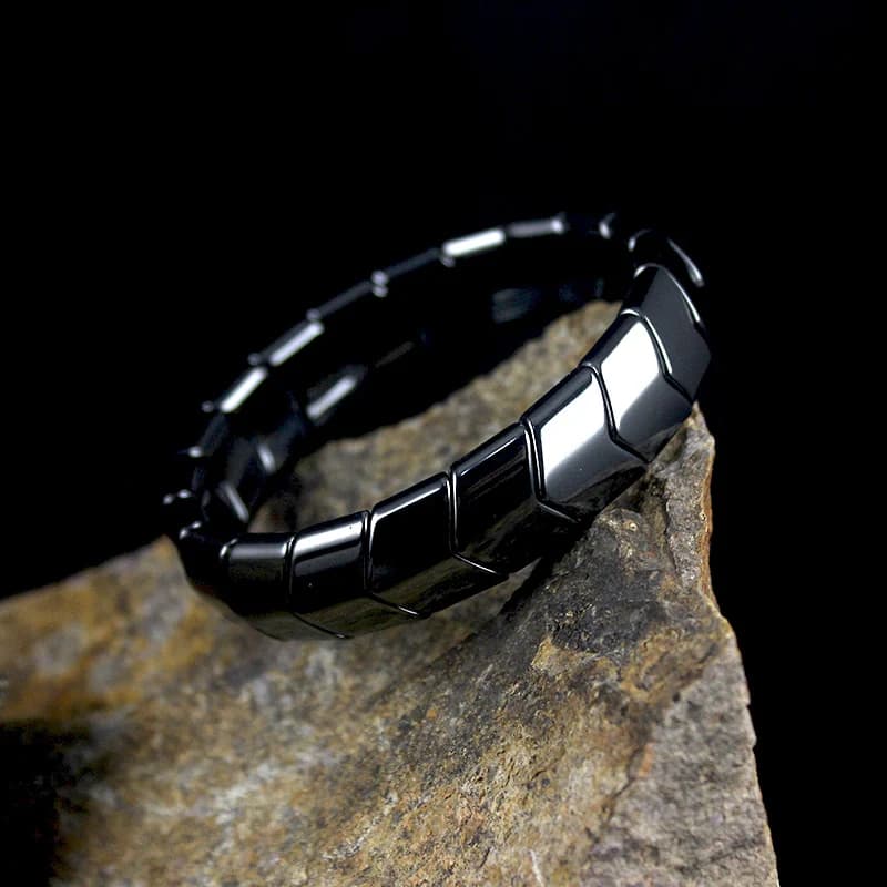 Naturale fatto a mano Degli Uomini di Pietra In Rilievo di Stirata Del Braccialetto Forma di Freccia perline Del Braccialetto Nero Ematite Bracciale Heren di Lusso Elastico Jewellry