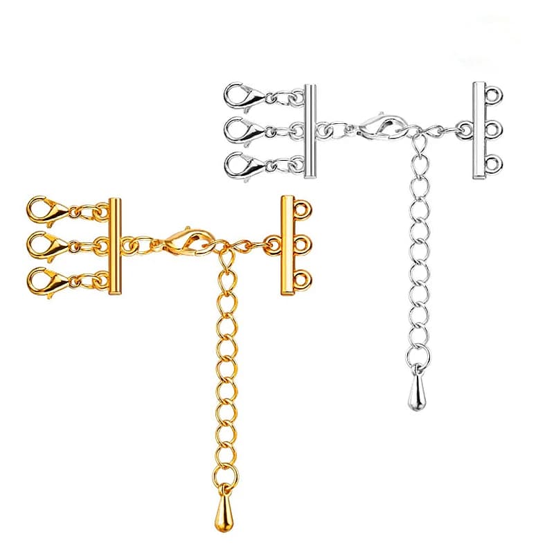 2 set di chiusure a moschettone multifilo estensore catena collana braccialetto connettori ganci per gioielli fai da te forniture accessori