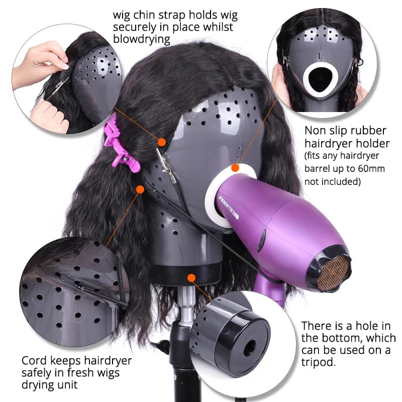 Nunify Head for hair dryer with support for clamp Head mannequin to dry hair Head plastic anti-fusion mannequin with table support