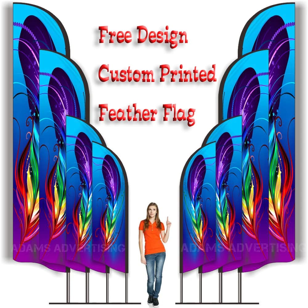 Stampa personalizzata Feather Flag Beach Banner Barber Shop Spa Salon Sport Racing Massage Coffee Hot Dog Ice Cream Milk Bakery Gym Fit