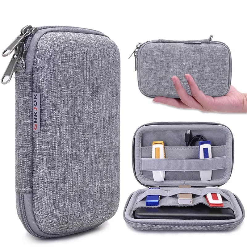 Custodia rigida custodia protettiva da viaggio grigia per chiave disco USD cavo dispositivo elettronico USB disco rigido esterno HDD