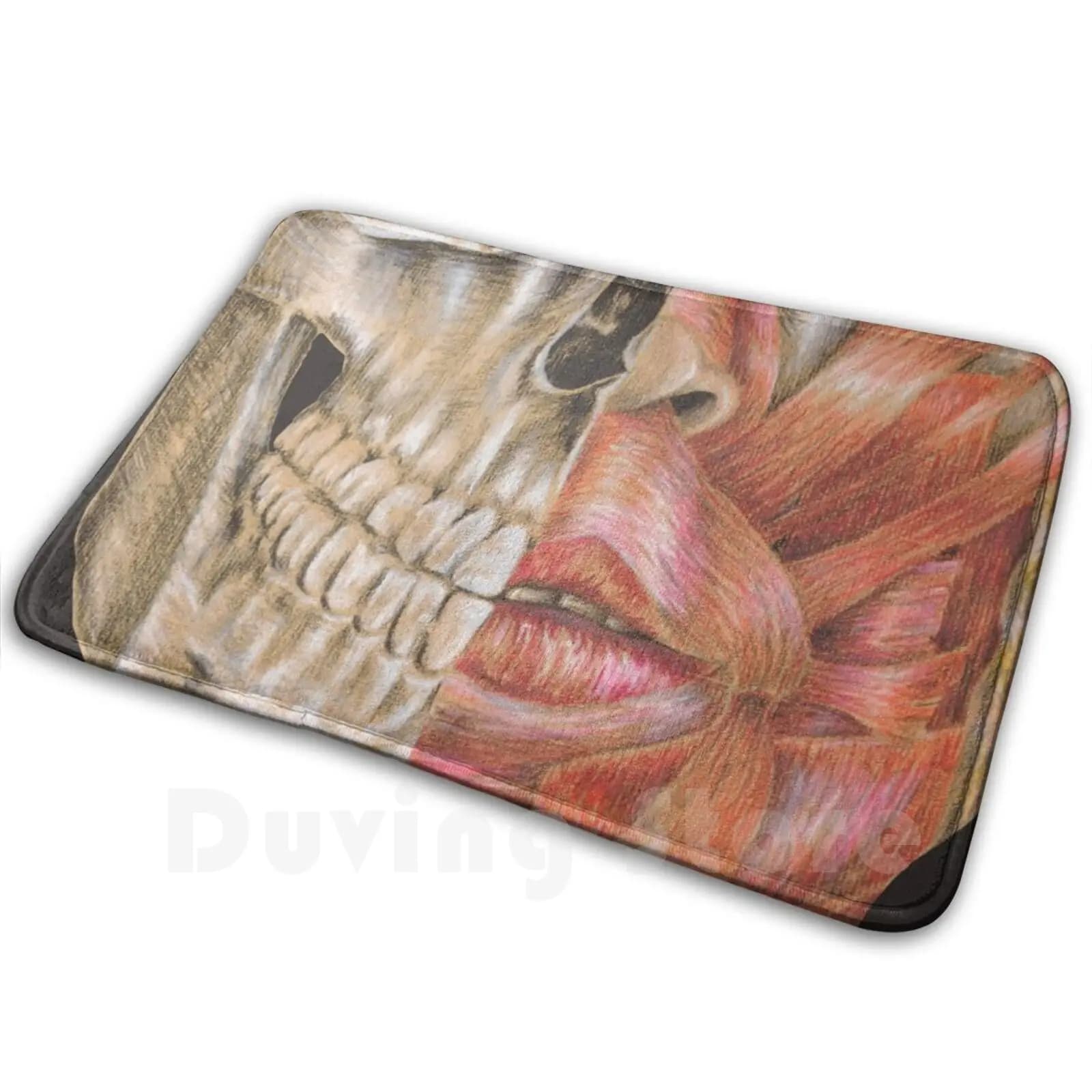 Face Off Mat Tappeto Tappeto Tappetini antiscivolo Camera da letto Teschio Viso Tessuto Pelle Creepy Spaventoso Halloween Horror Scuro Spettrale Grin