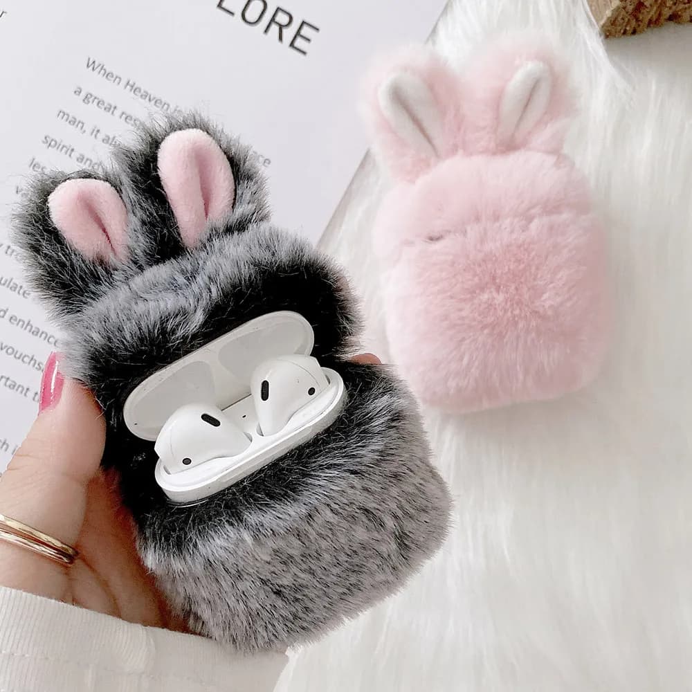 Luxury Earphone Fur Case for Airpods Pro 2019 3 Girls Cute Warm Ear Antiqued Soft Protective Cover for Apple Airpods 2 1
