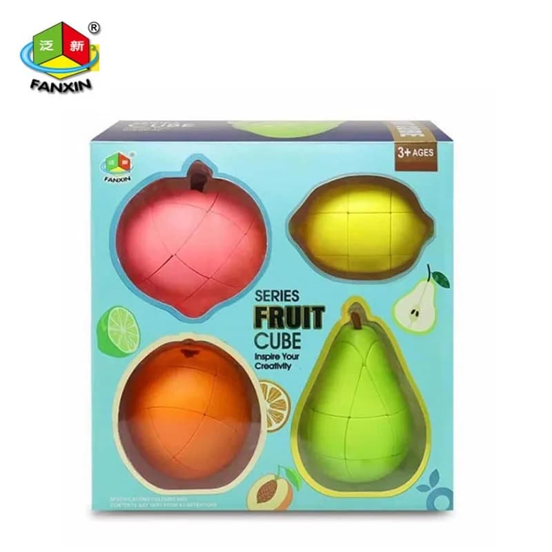 FanXin Frutta Cubo Magico Set 3 pz 4 pz Cubing Velocità Bundle Imballaggio Giocattoli Educativi Per Bambini Rompicapo Brithday Regalo Di Natale