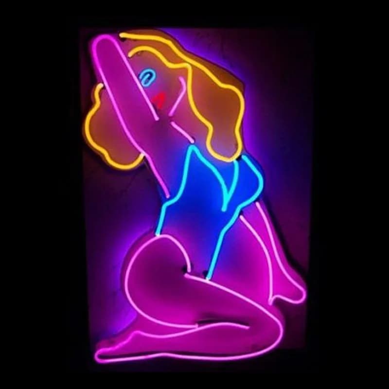 Insegna al neon Marily Beauty Brand Girl Luce al neon Birra Neon Insegna da parete Finestra Pubblicità Lampada Recreativa fatta a mano Vero TUBO di vetro