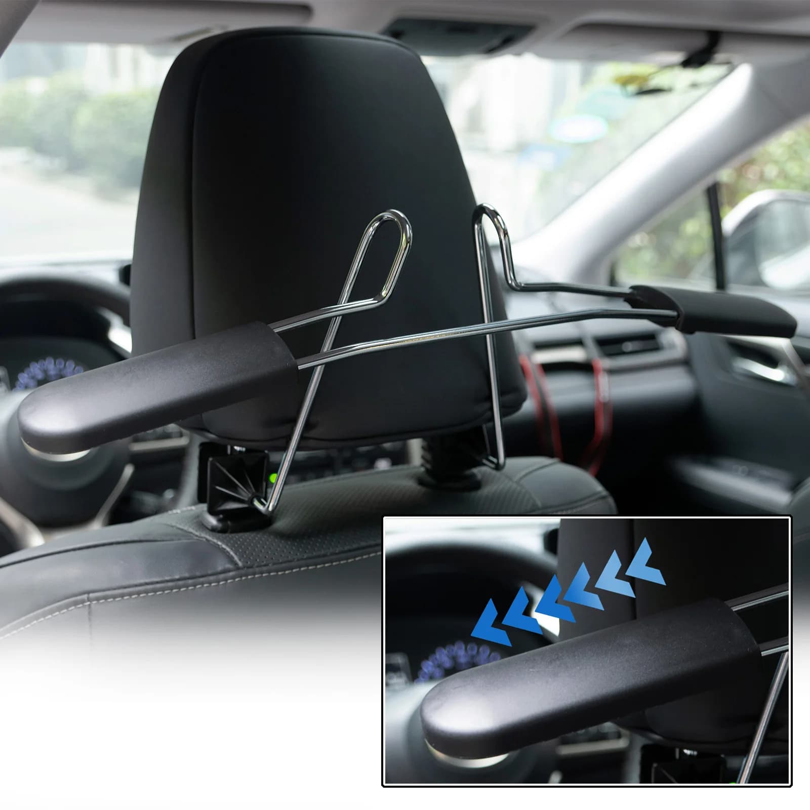 Appendiabiti per auto Poggiatesta per sedile posteriore automatico Appendiabiti per vestiti Camicia Giacca Gancio per supporto Accessori per auto in acciaio inossidabile cromato