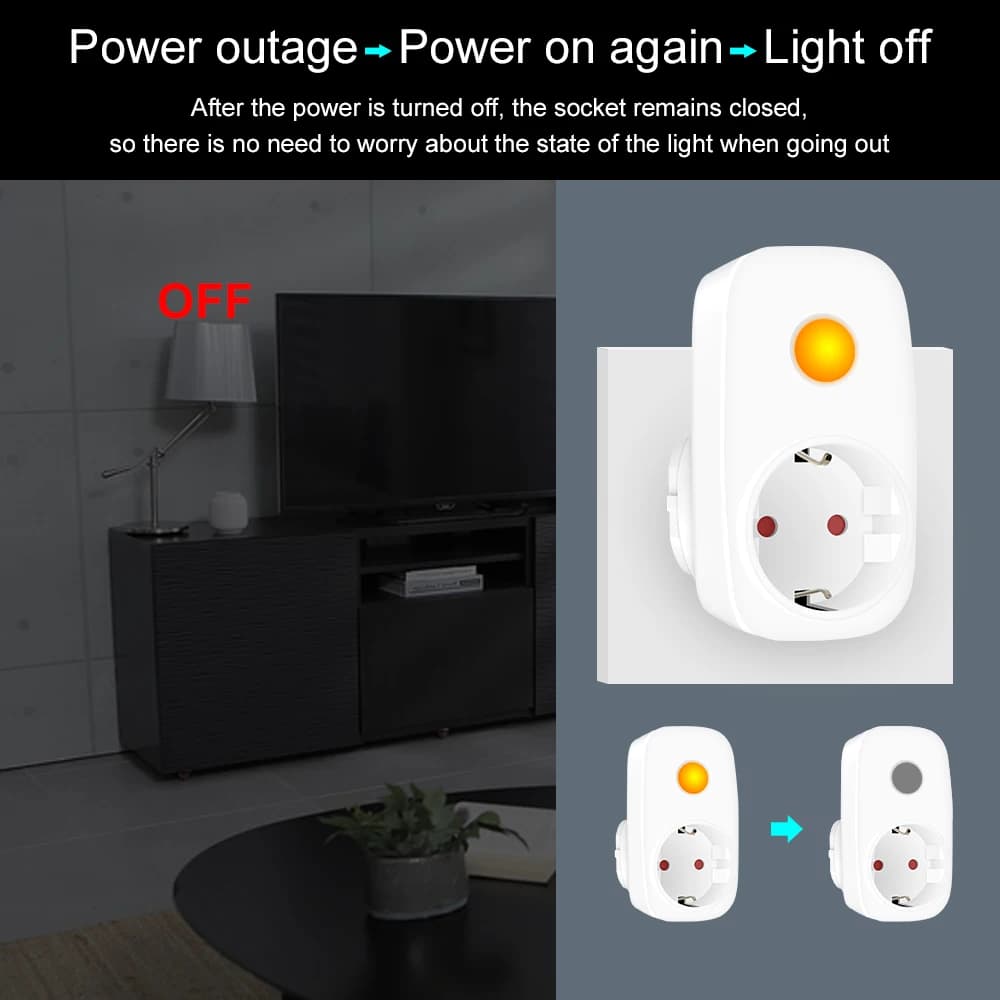 Presa Intelligente Wireless RF 16A 220V EU Francese con Controllo Remoto a Lunga Distanza Programmabile per Luci LED e Prese Elettriche