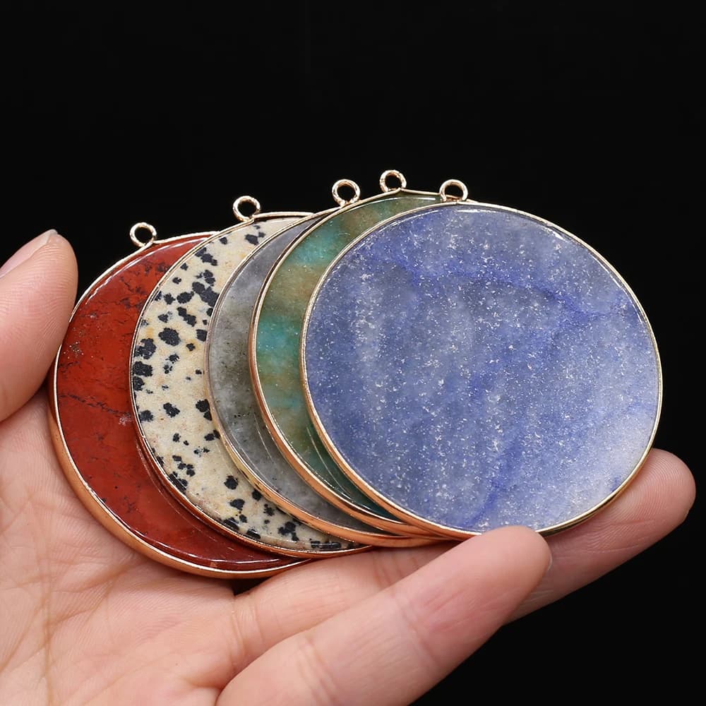 Natural Stone Pendant Shaped Rose Quartz Labradorite Crystal Pendant for Women DIY Necklace accessory for jewelry creation 50x50mm