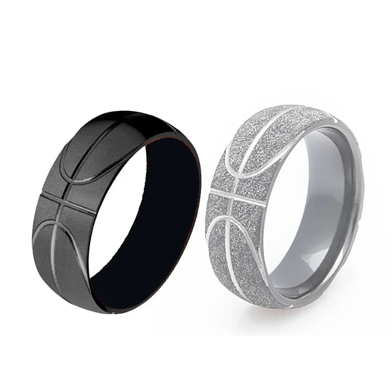 Megin D acciaio inossidabile titanio basket sport Hip Hop Punk Fans anelli per uomo donna coppia bambini regalo gioielli di moda Anel
