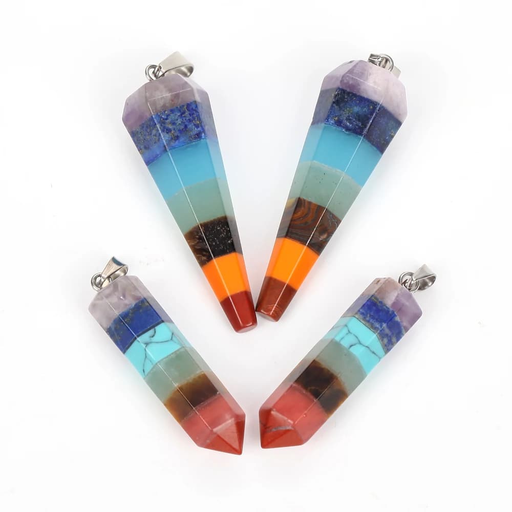 Ciondolo pendolo in pietra naturale Reiki 7 pendenti in cristallo curativo Chakra per gioielli che fanno accessori collana donna uomo fai da te