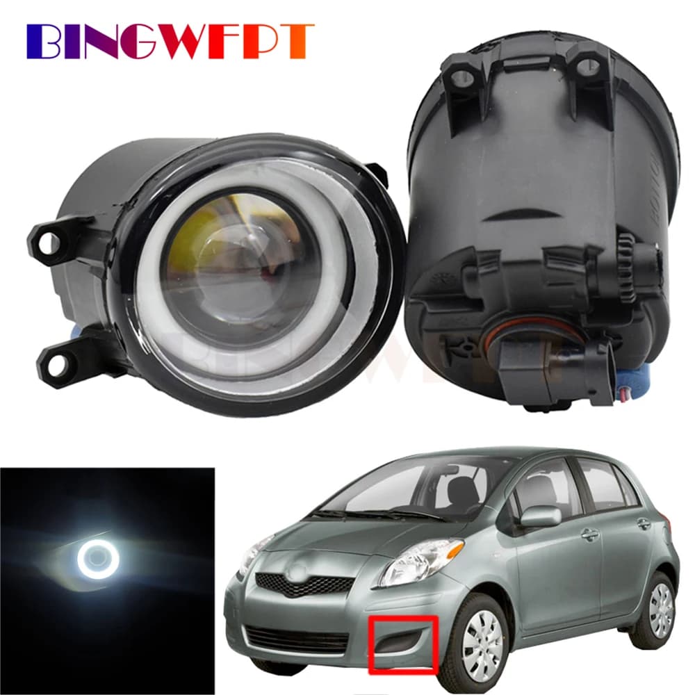 Per Toyota Yaris Hatchback 2006-2014 Car Angel Eye fendinebbia paraurti anteriore gruppo fendinebbia Halo Ring luce di marcia diurna